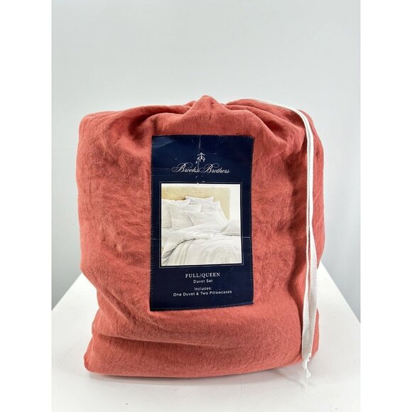 Brooks Brothers Linen Full/Queen Duvet Set 90x90”& 2 Pillowcases 21x28” Portugal